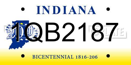 1QB2187 Indiana License Plate