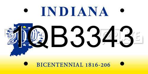 1QB3343 Indiana License Plate