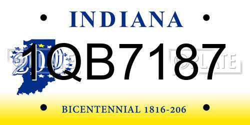 1QB7187 Indiana License Plate