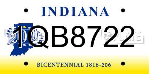 1QB8722 Indiana License Plate