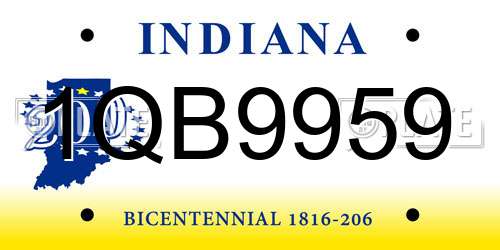 1QB9959 Indiana License Plate