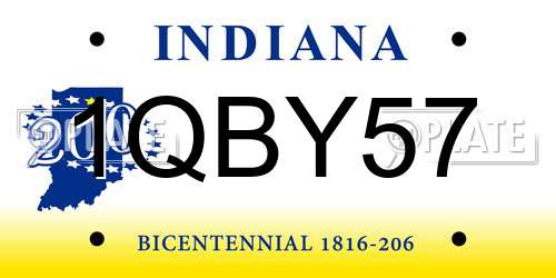 1QBY57 Indiana License Plate