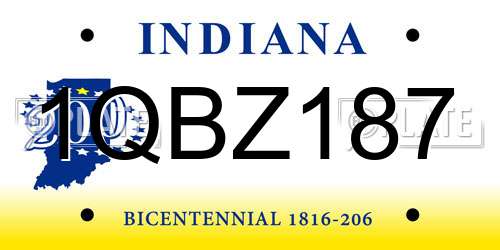 1QBZ187 Indiana License Plate