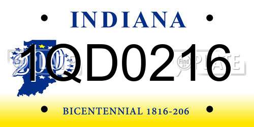 1QD0216 Indiana License Plate