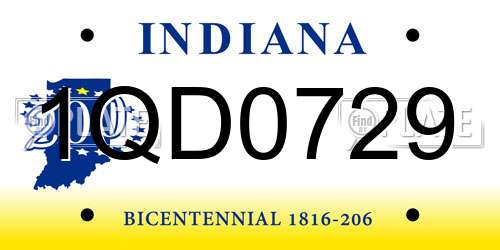 1QD0729 Indiana License Plate