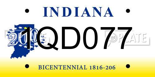 1QD077 Indiana License Plate