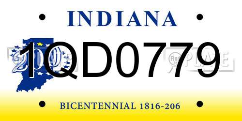 1QD0779 Indiana License Plate