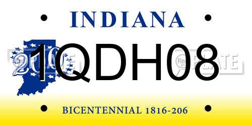 1QDH08 Indiana License Plate