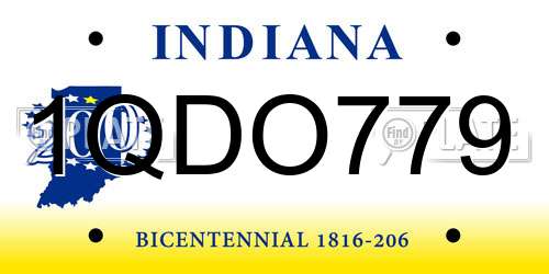 1QDO779 Indiana License Plate