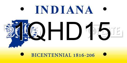 1QHD15 Indiana License Plate