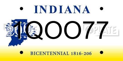 1QOO77 Indiana License Plate