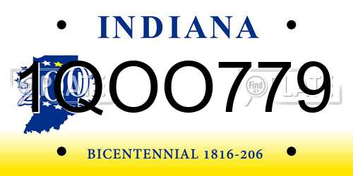 1QOO779 Indiana License Plate
