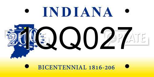 1QQ027 Indiana License Plate