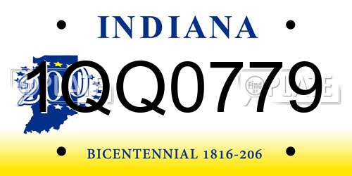 1QQ0779 Indiana License Plate