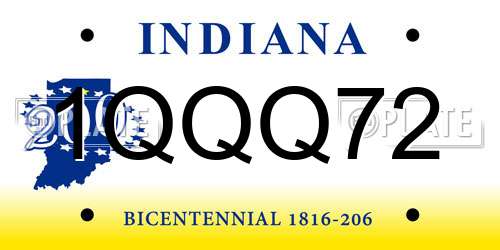 1QQQ72 Indiana License Plate
