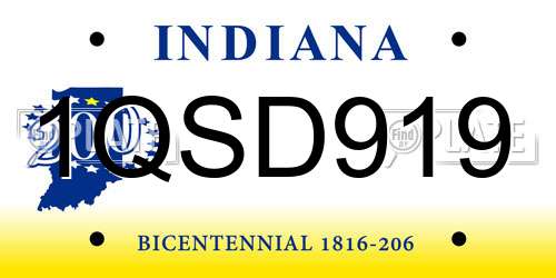 1QSD919 Indiana License Plate