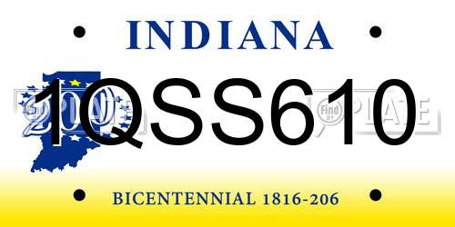 1QSS610 Indiana License Plate