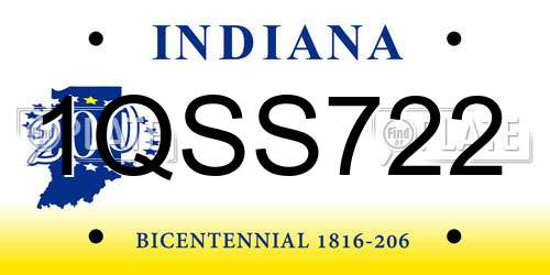 1QSS722 Indiana License Plate