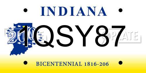 1QSY87 Indiana License Plate