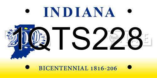 1QTS228 Indiana License Plate