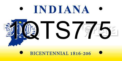 1QTS775 Indiana License Plate
