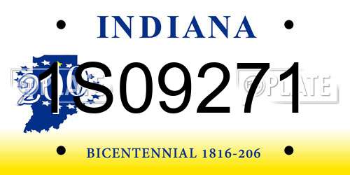 1S09271 Indiana License Plate
