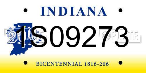 1S09273 Indiana License Plate
