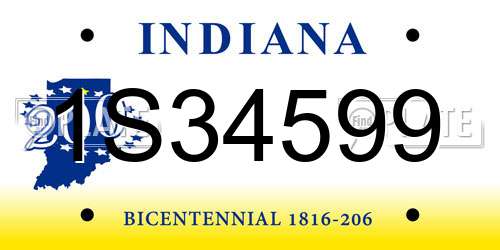 1S34599 Indiana License Plate