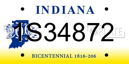 1S34872 Indiana License Plate