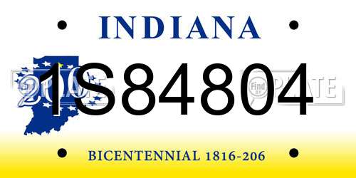 1S84804 Indiana License Plate