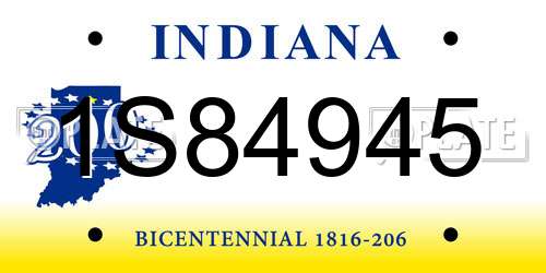 1S84945 Indiana License Plate