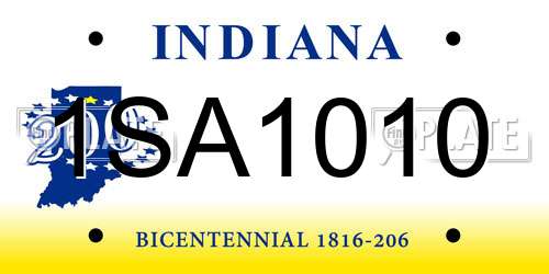 1SA1010 Indiana License Plate