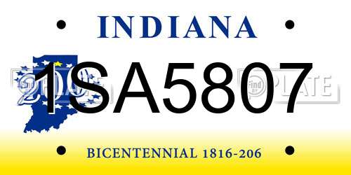 1SA5807 Indiana License Plate