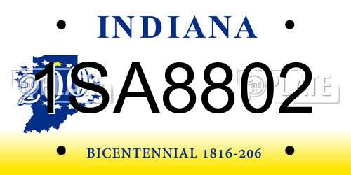 1SA8802 Indiana License Plate