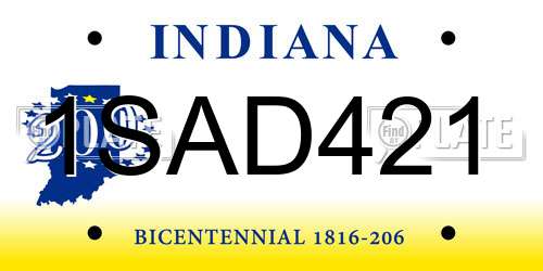 1SAD421 Indiana License Plate