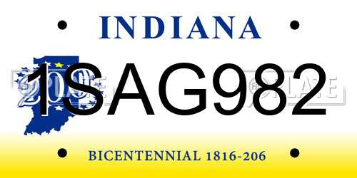 1SAG982 Indiana License Plate