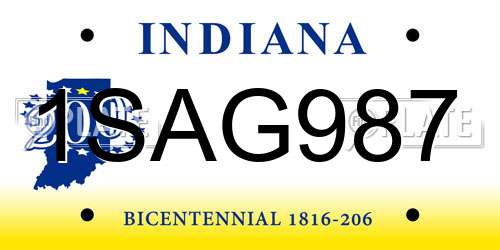 1SAG987 Indiana License Plate