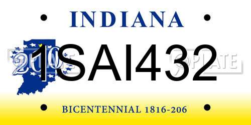 1SAI432 Indiana License Plate