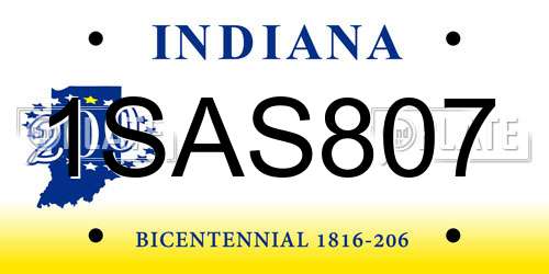 1SAS807 Indiana License Plate
