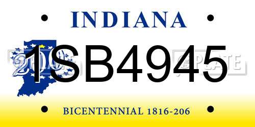 1SB4945 Indiana License Plate