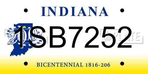 1SB7252 Indiana License Plate