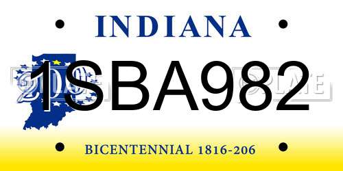 1SBA982 Indiana License Plate