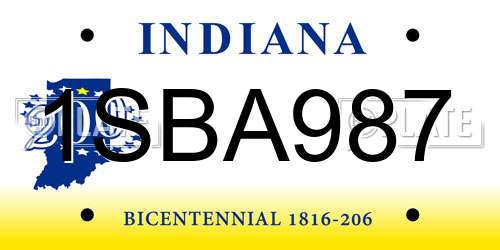 1SBA987 Indiana License Plate