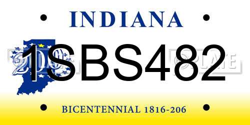1SBS482 Indiana License Plate