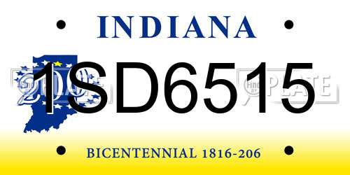 1SD6515 Indiana License Plate