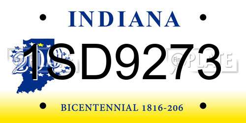 1SD9273 Indiana License Plate
