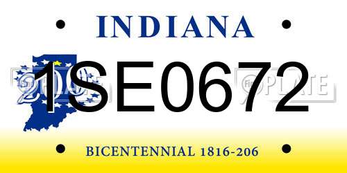 1SE0672 Indiana License Plate