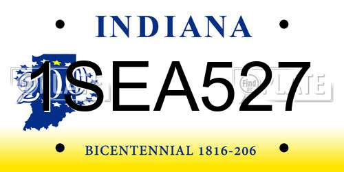 1SEA527 Indiana License Plate