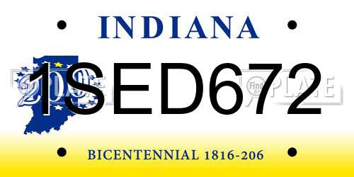 1SED672 Indiana License Plate