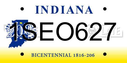1SEO627 Indiana License Plate